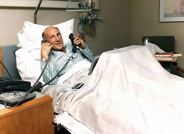 Stirling Moss ex Grand Prix Racing Driver in hospital after breaking a leg in a motorbike