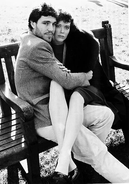 Sylvia Kristel with her screen lover Nicholas Clay posing for the cameras