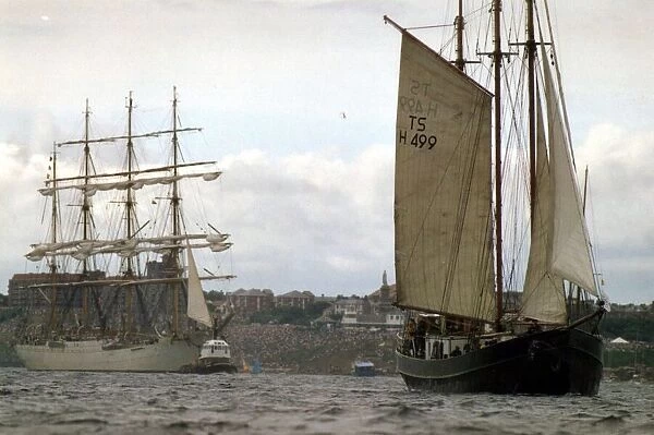 Tall Ships Race 1993. Two ships prepare to leave