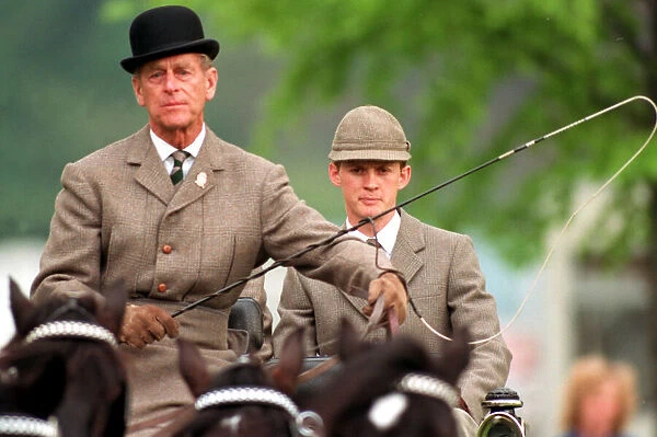 Th Duke of Edinburgh. Prince Philip carriage driving at the Windsor horse show. May 1991