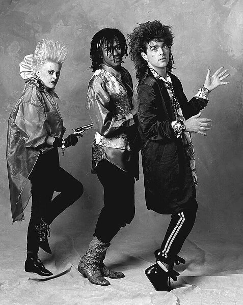 Thompson Twins pop band in the studio 1985