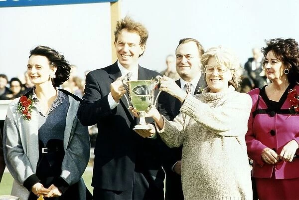 Tony Blair Labour Leader with wife Cherie and John Prescott during the prize giving