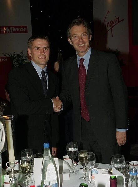 Tony Blair MP and Michael Owen shake hands May 1999 at The Mirror Pride of Britain