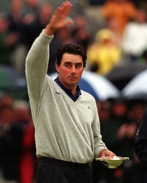 Van De Velde receives his runners up plate July 1999 at the Open Golf Championship