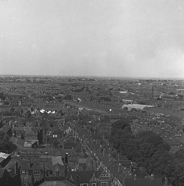 View of Coventry rooftops looking towards Stoke as seen from the Cathedral spire