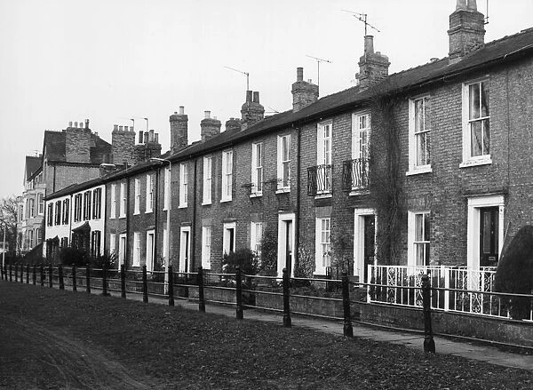 View of the terraced housing in Brunswick Walk, Cambridge. 22nd January 1990