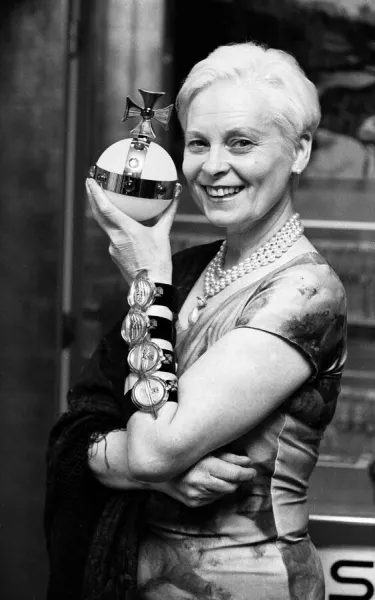 Vivienne Westwood award winning fashion designer pictured at the Swatch shop in Oxford