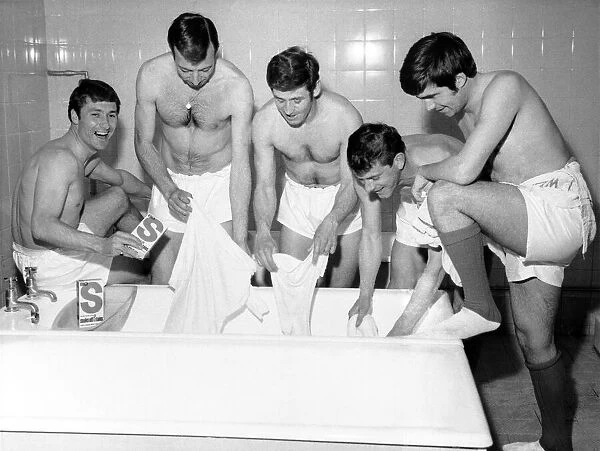 Wash day high jinks at The Hawthorns in 1967-68 - all part of the more relaxed