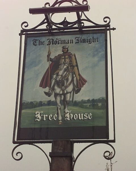 Whichford, Warwickshire. The sign of the Norman Knight pub