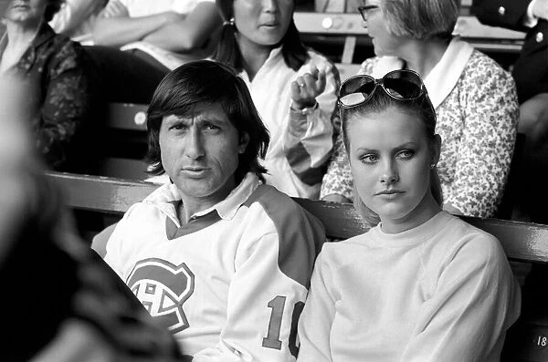 Wimbledon 80, 3rd Day. Ilie Nastase pictured with Miss UK Carolyn Seaward, June 1980