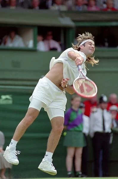 Wimbledon Tennis. Andre Agassi in action. July 1991 91-4218-004