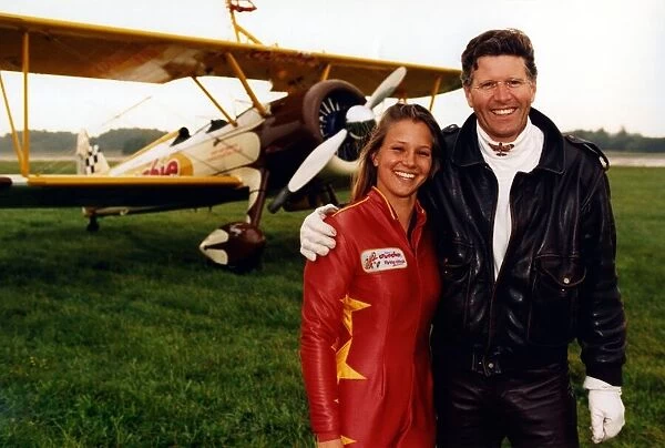 Wing walker, Tanya Gaze, and pilot Mike Dentith pictured with the Cadbury