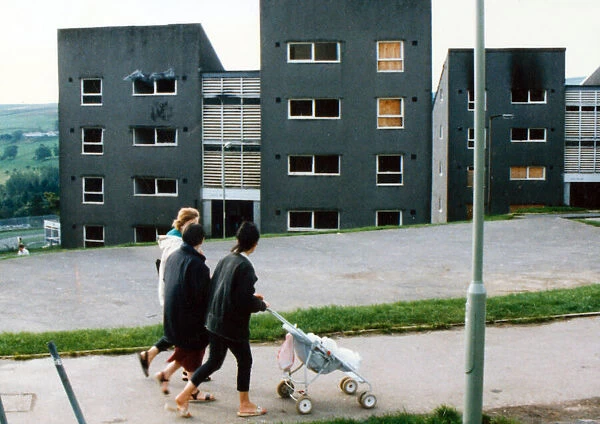 Women walking on the Penrhys Estate, Wales. 18th June 1996