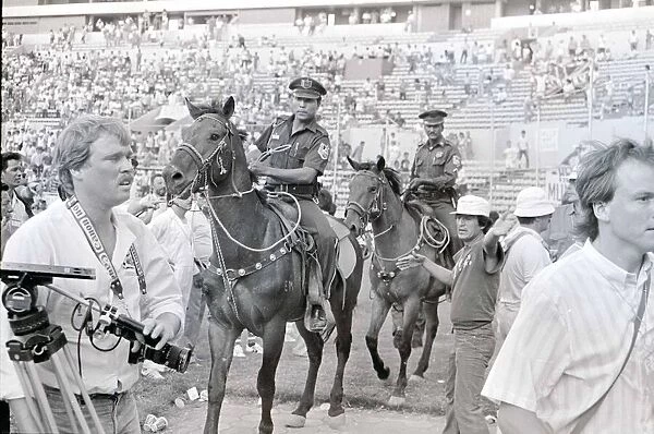 World Cup 1986 Group F England 3 Poland 0 Mounted Police being directed