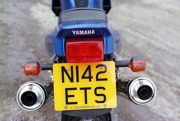 Yamaha TRX motorbike August 1998 Blue exhaust tailpipes number plate N142