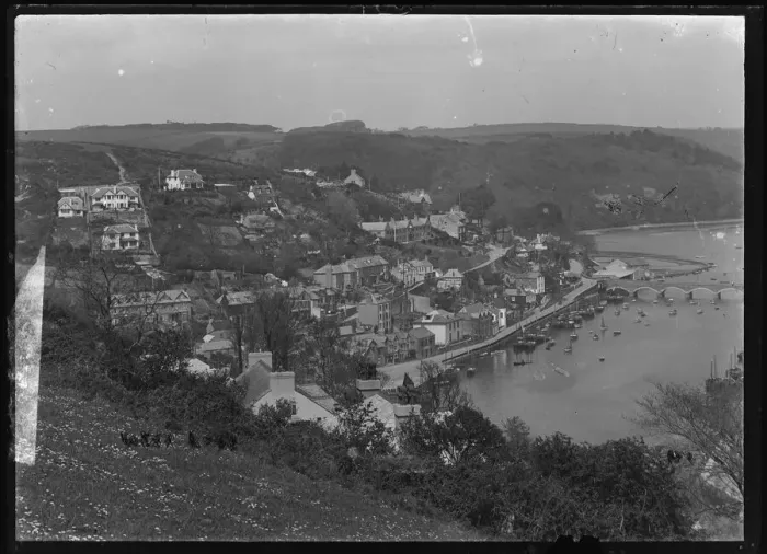 Framed Print : Print of West Looe from a downs view Framed Print : Print of West Looe from a downs view