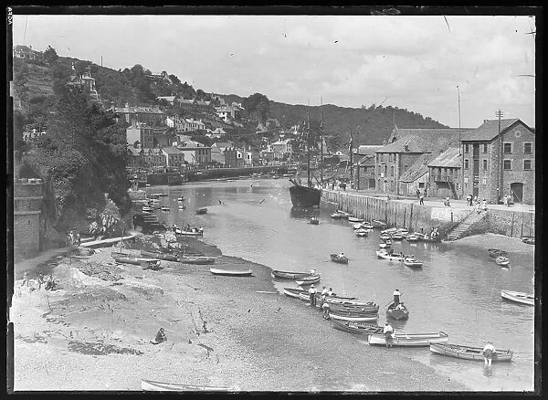 Looe from the harbour mouth area on a busy summers day