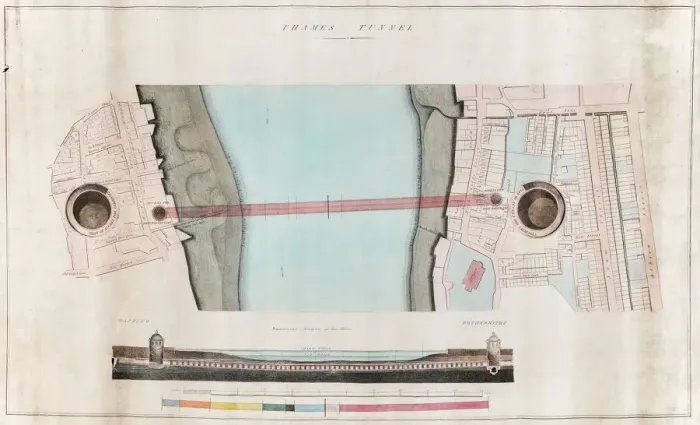 Framed Print : Print of Thames Tunnel Plan, 1842 Framed Print : Print of Thames Tunnel Plan, 1842