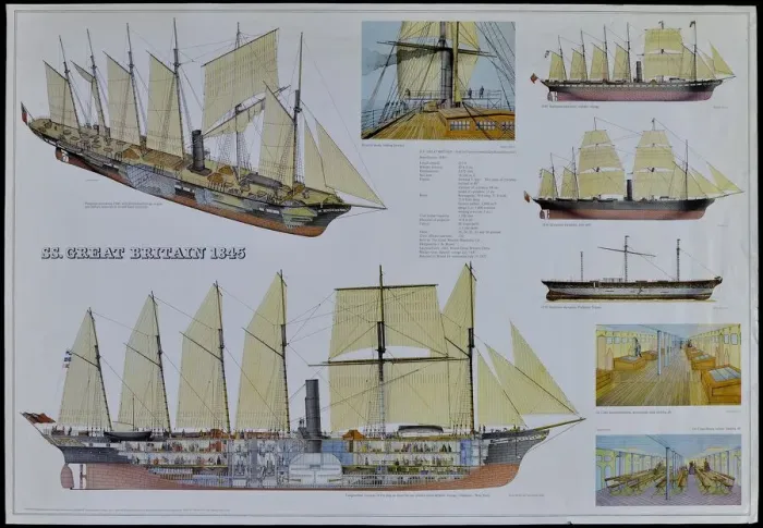 Framed Print : SS Great Britain Print: A Colourful Historical Overview Framed Print : SS Great Britain Print: A Colourful Historical Overview