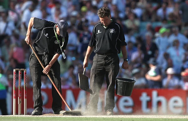 Ground Staff Sweep The Wicket