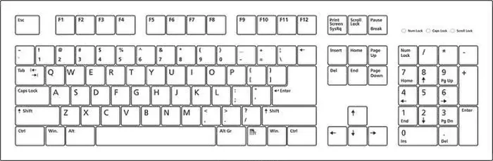 Framed Print : 104 Keys PC Keyboard Layout Print in Vector Format Framed Print : 104 Keys PC Keyboard Layout Print in Vector Format