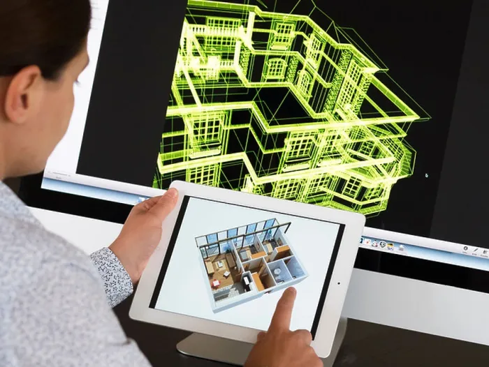 Framed Print : iPad CAD Design Print: Architect Model New House Layout Framed Print : iPad CAD Design Print: Architect Model New House Layout