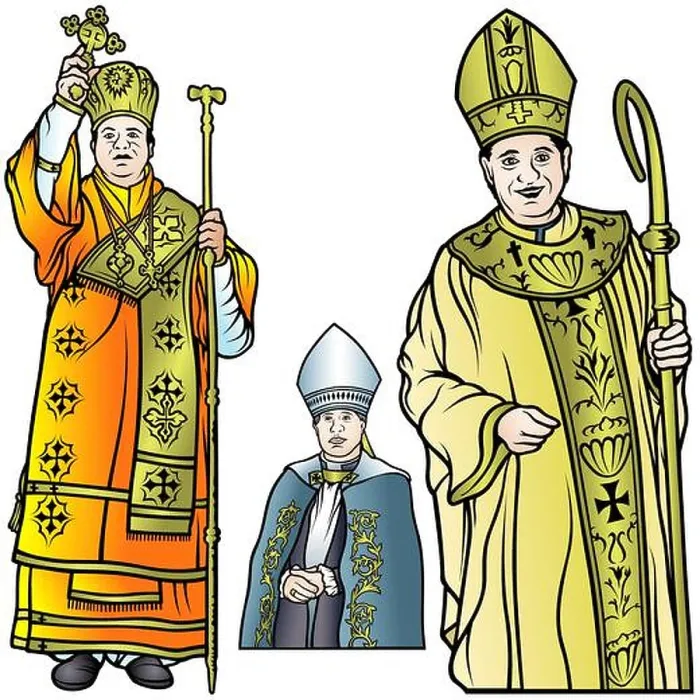 Framed Print : Bishop Set Colored Illustrations Print