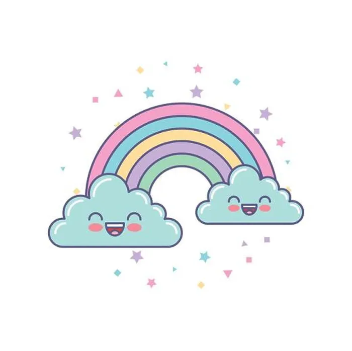 Framed Print : Clouds and Rainbow Print Vector Illustration Framed Print : Clouds and Rainbow Print Vector Illustration