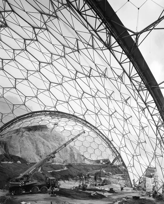 Framed Print : The Eden Project Print: Distant Shot of Domes Under Construction Framed Print : The Eden Project Print: Distant Shot of Domes Under Construction