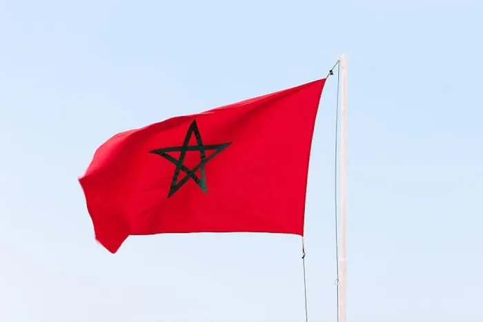 Framed Print : Morocco Flag Print against a Blue Sky Framed Print : Morocco Flag Print against a Blue Sky