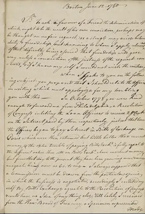 Framed Print : Nathaniel Appleton Letter Print 1780 Framed Print : Nathaniel Appleton Letter Print 1780