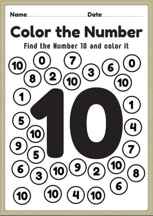 Framed Print : Printable Maths Worksheet for KG Class, Number 10 Framed Print : Printable Maths Worksheet for KG Class, Number 10