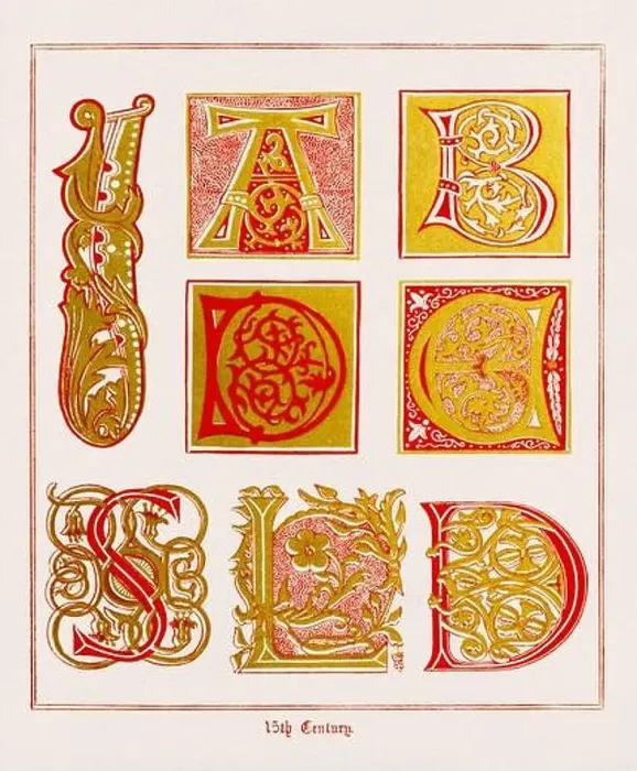 Framed Print : Medieval Alphabet Initials Print Framed Print : Medieval Alphabet Initials Print