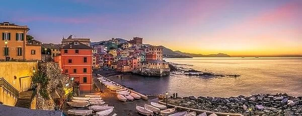 The old fishing village of Boccadasse, Genoa, Italy at dawn