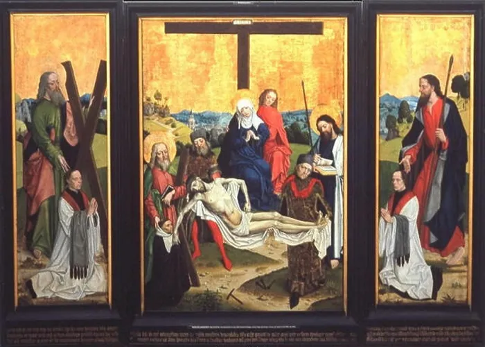 Framed Print : Triptych Print with Descent of the Cross Framed Print : Triptych Print with Descent of the Cross