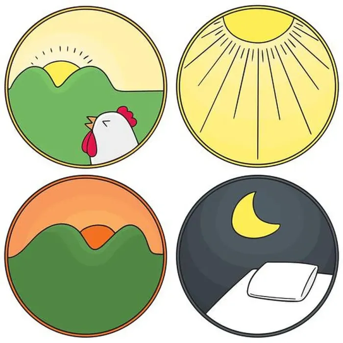 Framed Print : Time of Day Vector Print Set Framed Print : Time of Day Vector Print Set