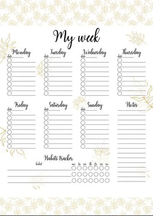 Framed Print : Weekly Planner Print Template Framed Print : Weekly Planner Print Template