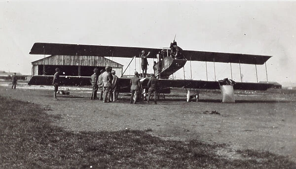 A biplane Savoja-Pomilio SP.2 at the camp of Bolzano