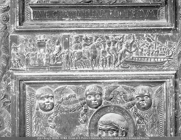 Detail of the bronze Filarete Door, or Main Door, St. Peter's Basilica, Vatican City