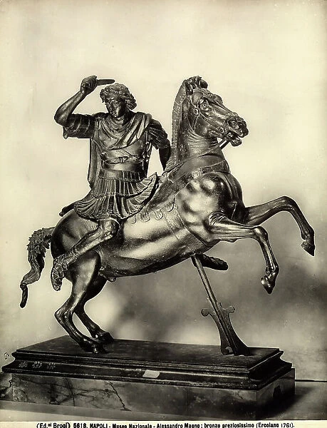 Bronze sculpture of Alexander the Great battling on horseback, at the National Museum in Naples