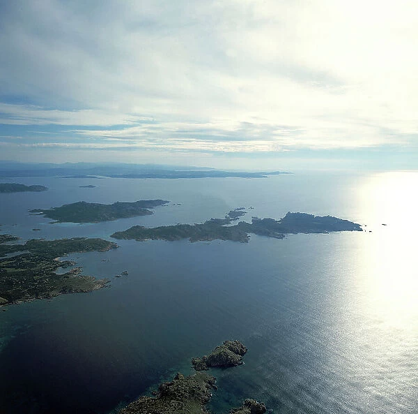 Caprera and other islands, the archipelago of Maddalena, with Corsica in the background