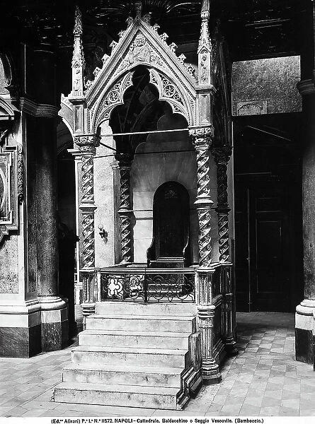 Chair and canopy by Antonio Baboccio, in the cathedral of Naples