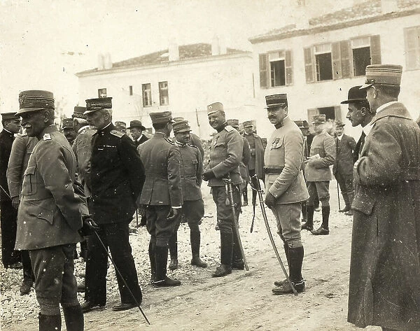 Commanders of the Italian army in a square of Valona, Albania
