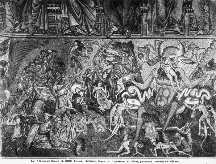 Framed Print : The Damned in Hell, mosaic by Coppo di Marcovaldo, in the dome of the Baptistry of San Giovanni, Florence, Tuscany Framed Print : The Damned in Hell, mosaic by Coppo di Marcovaldo, in the dome of the Baptistry of San Giovanni, Florence, Tuscany