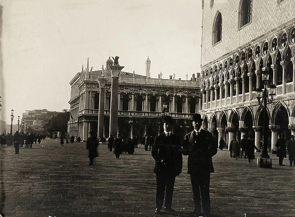 Distinguished Gentlemen posing in Piazzetta San Marco in Venice