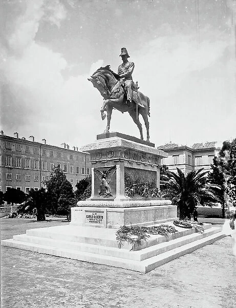 Equestrian monument to King Carlo Alberto, work by Raffaele Romanelli. Rome