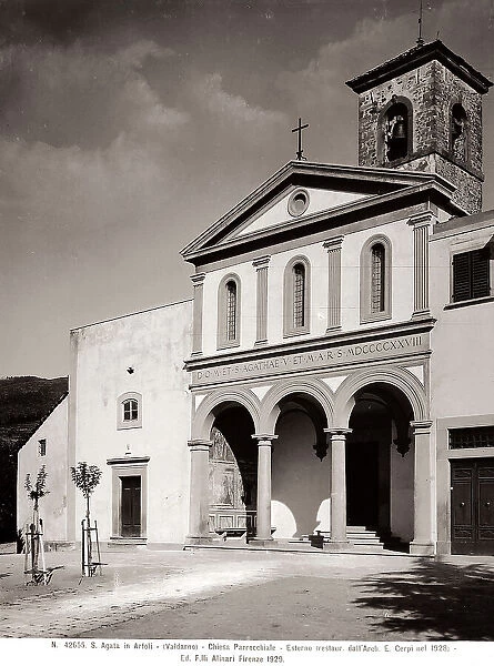 Faade of the Church of Sant'Agata in Arfoli, modified by the architect Ezio Cerpi in 1928, Comune di Reggello, Tuscany