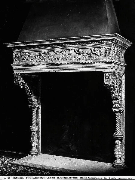 Fireplace, marble, Lombardo Pietro (1434 ca.-1515), Sala degli Affreschi, National Archaeological Museum, Venice
