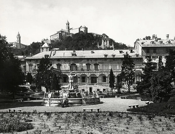 The Garden of the Doria Pamphilj Palace with, in the middle, Neptune's Fountain by the brothers Taddeo and Giuseppe Carlone