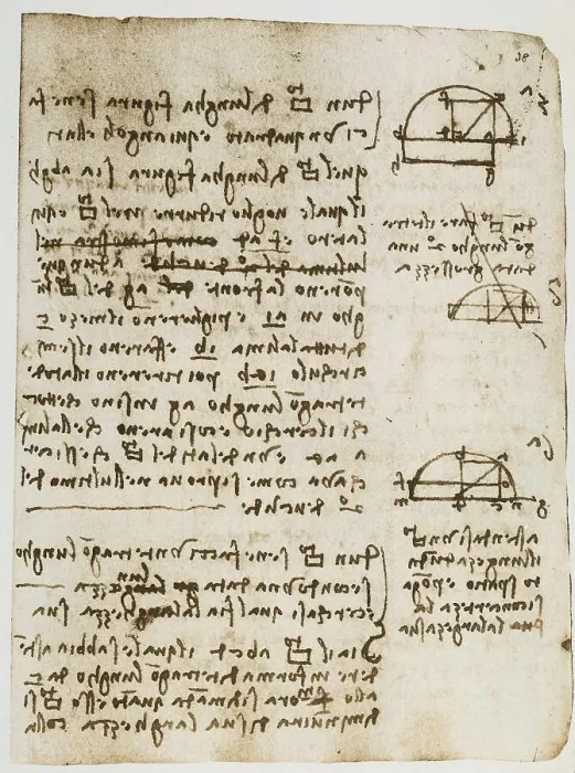 Framed Print : Geometric study on rectangles, triangles and squares, writings belonging to the Codex Forster I, c.38r, by Leonardo da Vinci, housed in the Victoria and Albert Museum in London Framed Print : Geometric study on rectangles, triangles and squares, writings belonging to the Codex Forster I, c.38r, by Leonardo da Vinci, housed in the Victoria and Albert Museum in London
